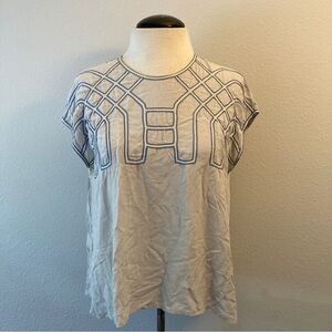 1/8 TAKAMURA Gray Blue Embroidered Sleeveless Blouse M